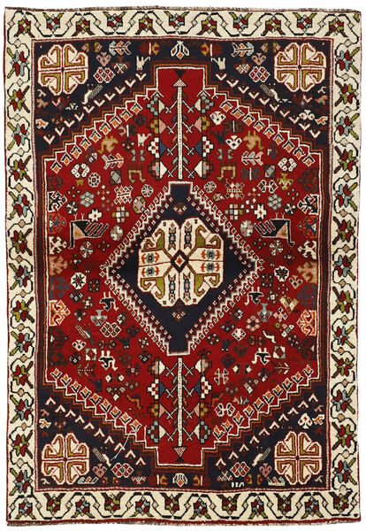 絨毯 オリエンタル Kashghai 113X158 ブラック/ダークレッド (ウール, ペルシャ/イラン)