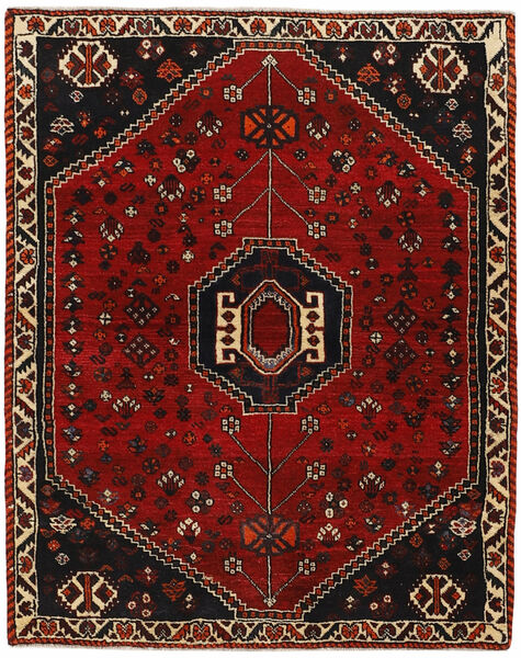  Orientalsk Kashghai Teppe 113X148 Svart/Mørk Rød Ull, Persia/Iran