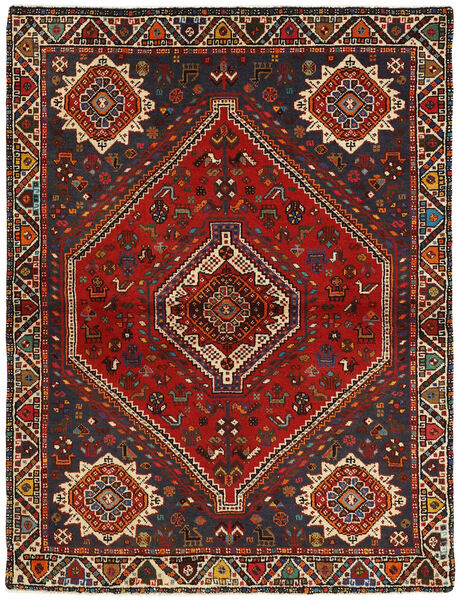 Kashghai Teppe 114X151 Svart/Mørk Rød Ull, Persia/Iran