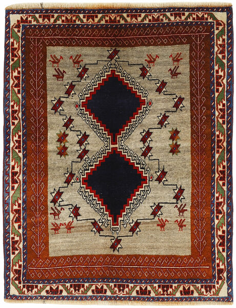  Kashghai 絨毯 115X149 ペルシャ ウール ブラック/茶色 小