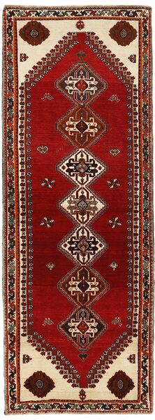 107X295 Alfombra Kashghai Oriental De Pasillo Rojo Oscuro/Negro (Lana, Persia/Irán)