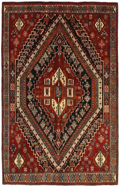 159X254 Kashghai Vloerkleed Oosters Zwart/Donkerrood (Wol, Perzië/Iran)