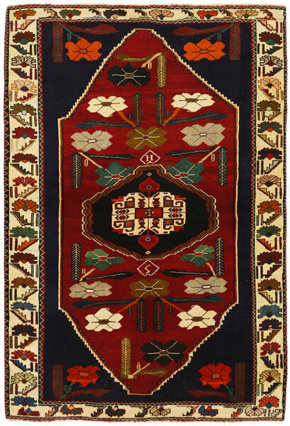 145X211 Kashghai Teppich Orientalischer Schwarz/Dunkelrot (Wolle, Persien/Iran)