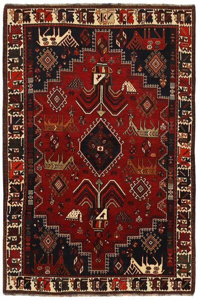 Tapete Persa Kashghai 178X267 Preto/Vermelho Escuro (Lã, Pérsia/Irão)
