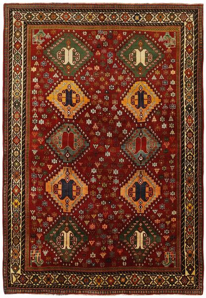  Orientalsk Kashghai Teppe 200X290 Svart/Mørk Rød Ull, Persia/Iran