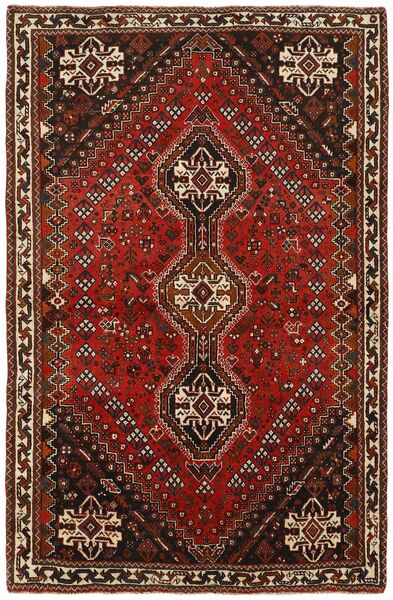 163X250 Tappeto Kashghai Orientale Nero/Rosso Scuro (Lana, Persia/Iran)