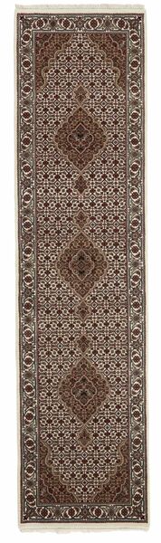 80X311 絨毯 タブリーズ Indi オリエンタル 廊下 カーペット 茶色/ブラック (ウール, インド)