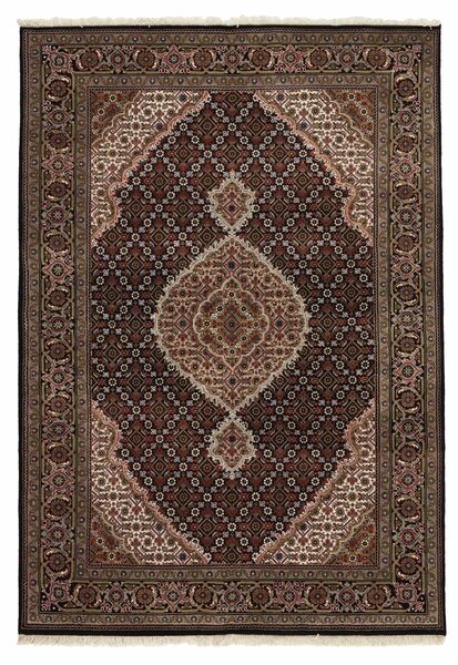 絨毯 オリエンタル タブリーズ Indi 142X203 ブラック/茶色 (ウール, インド)