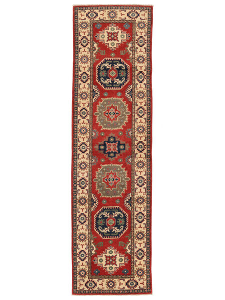 Kazak Fine Teppich 82X304 Läufer Dunkelrot/Braun Wolle, Afghanistan Carpetvista