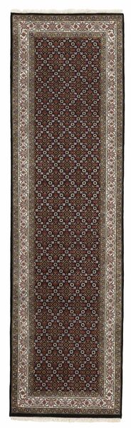 絨毯 オリエンタル タブリーズ Indi 84X297 廊下 カーペット ブラック/茶色 (ウール, インド)