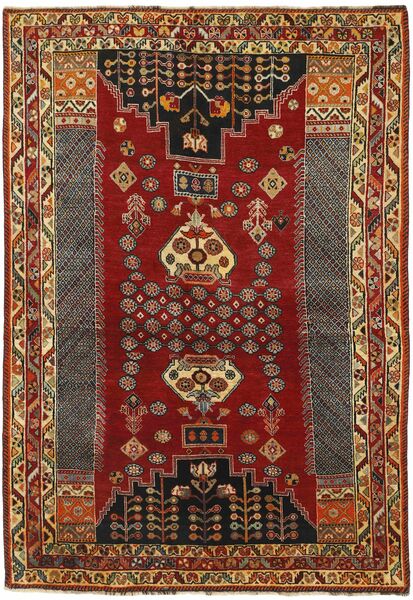 Kashghai Teppich 160X236 Dunkelrot/Schwarz Wolle, Persien/Iran