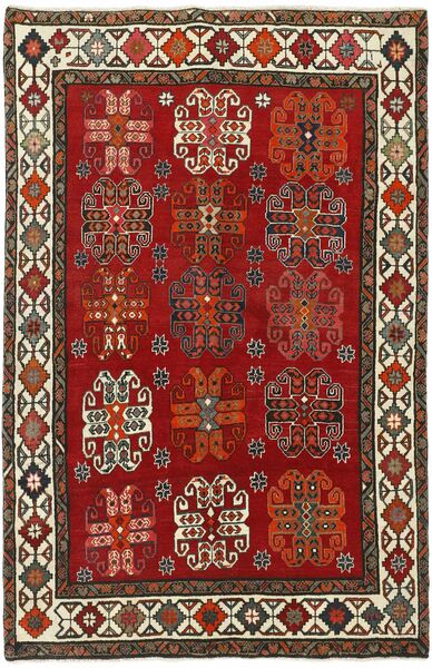 Alfombra Oriental Kashghai 161X251 Rojo Oscuro/Negro (Lana, Persia/Irán)