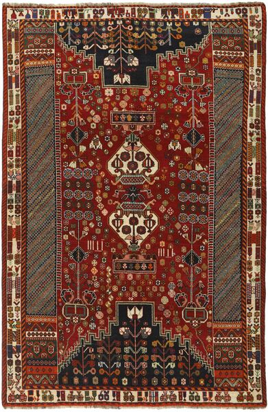 160X241 Kashghai Teppich Orientalischer Schwarz/Braun (Wolle, Persien/Iran)