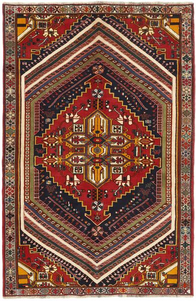 149X235 Dywan Kashghai Orientalny Czarny/Ciemnoczerwony (Wełna, Persja/Iran)