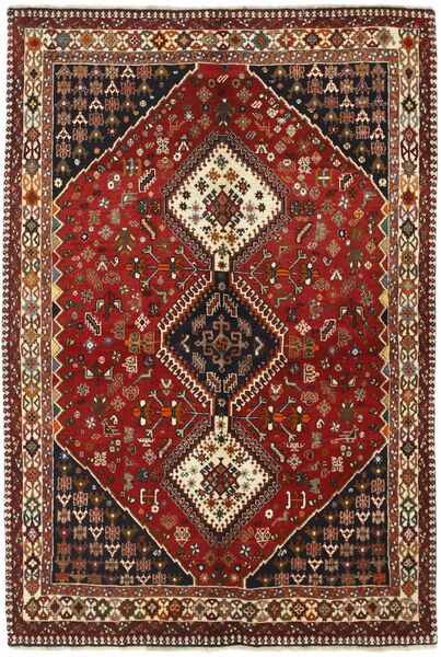 149X231 Tapete Kashghai Oriental Vermelho Escuro/Preto (Lã, Pérsia/Irão)