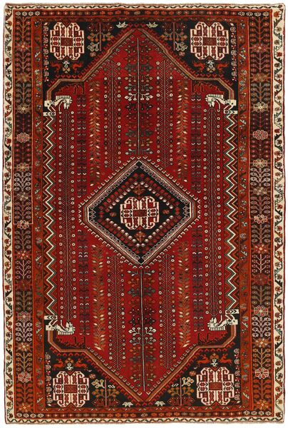 170X255 絨毯 Kashghai オリエンタル ブラック/ダークレッド (ウール, ペルシャ/イラン)