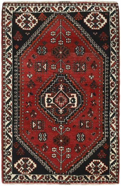  Orientalsk Kashghai Teppe 110X167 Svart/Mørk Rød Ull, Persia/Iran