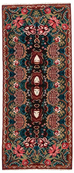 116X270 絨毯 オリエンタル Rose キリム オールド 廊下 カーペット ブラック/ダークレッド (ウール, モルドバ)