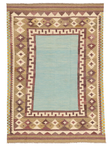 Tapete Oriental Kilim Afegão Old Style 205X298 Castanho/Verde (Lã, Afeganistão)