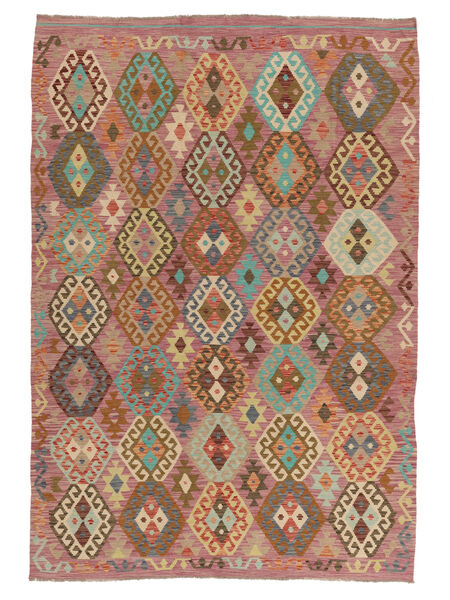 Kelim Afghan Old Stil Teppich 205X297 Braun/Orange Wolle, Afghanistan Carpetvista