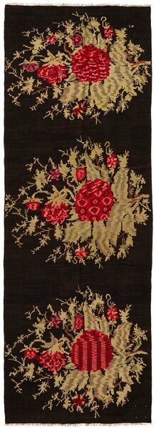 Tapis D'orient Rose Kilim Old 104X304 De Couloir Noir/Marron (Laine, Moldavie)