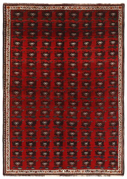 180X261 Alfombra Kashghai Oriental Negro/Rojo Oscuro (Lana, Persia/Irán)