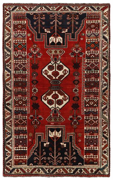  Persischer Kashghai Teppich 155X246 Schwarz/Dunkelrot (Wolle, Persien/Iran)