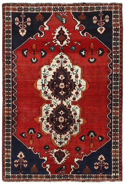 161X240 絨毯 オリエンタル Kashghai ブラック/ダークレッド (ウール, ペルシャ/イラン)