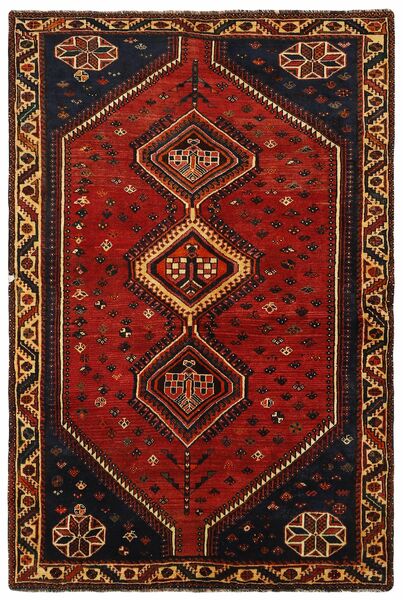  Persischer Kashghai Teppich 157X238 Schwarz/Dunkelrot (Wolle, Persien/Iran)