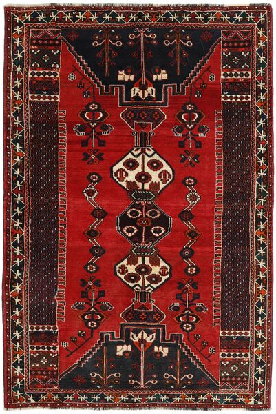  Orientalischer Kashghai Teppich 163X240 Schwarz/Dunkelrot Wolle, Persien/Iran
