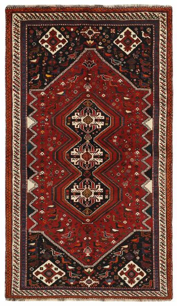 143X258 Alfombra Kashghai Oriental Negro/Rojo Oscuro (Lana, Persia/Irán)