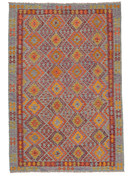 199X295 絨毯 オリエンタル キリム アフガン オールド スタイル 茶色/ダークレッド (ウール, アフガニスタン) Carpetvista