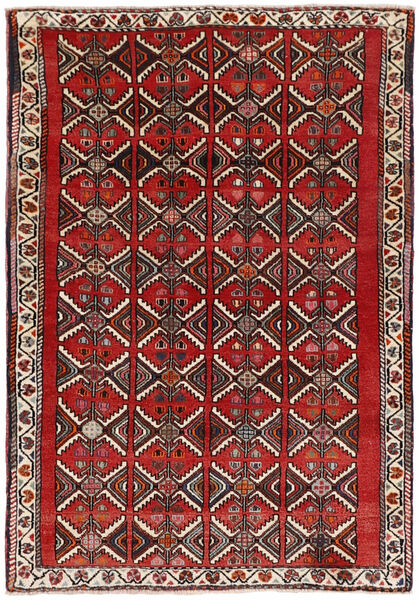100X148 Tapete Kashghai Oriental Vermelho Escuro/Preto (Lã, Pérsia/Irão)