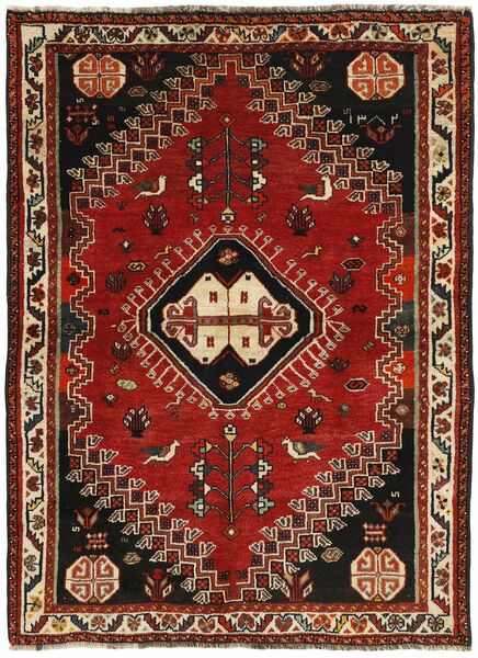  Orientalsk Kashghai Teppe 115X162 Svart/Mørk Rød Ull, Persia/Iran