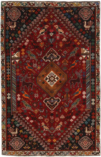 Tapete Oriental Kashghai 169X259 Preto/Vermelho Escuro (Lã, Pérsia/Irão)