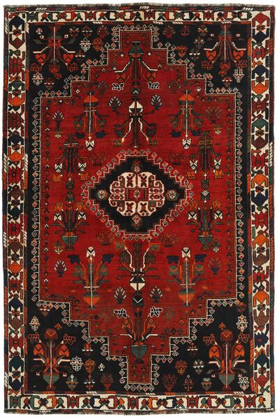 Kashghai Teppich 170X255 Schwarz/Dunkelrot Wolle, Persien/Iran