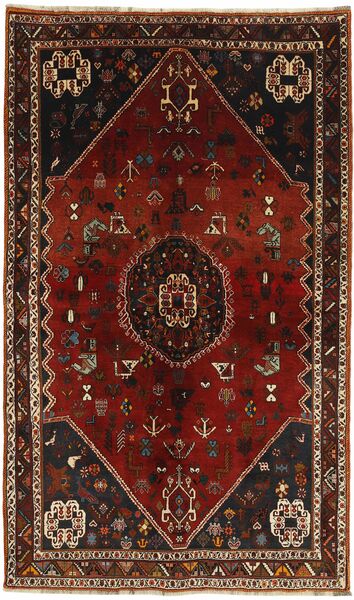  153X255 Kashghai Covor Negru/Dark Red Persia/Iran

