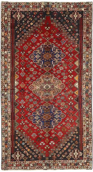 142X255 Tapete Kashghai Oriental Preto/Vermelho Escuro (Lã, Pérsia/Irão)