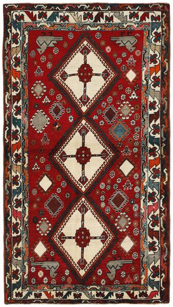 124X225 Tappeto Kashghai Orientale Nero/Rosso Scuro (Lana, Persia/Iran)