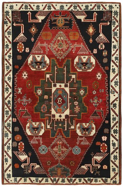 138X212 絨毯 オリエンタル Kashghai ブラック/ダークレッド (ウール, ペルシャ/イラン)