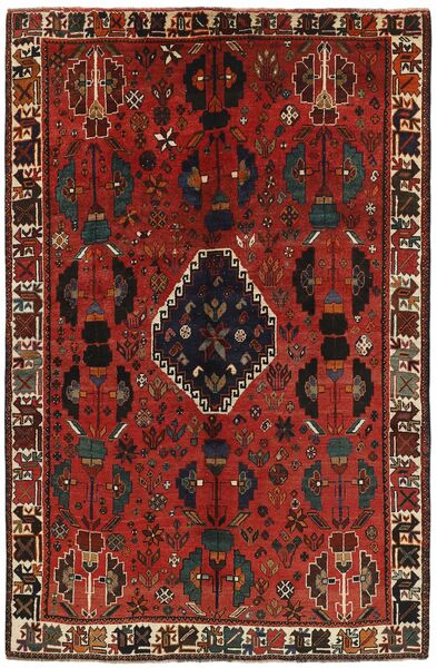 173X264 Alfombra Kashghai Oriental Rojo Oscuro/Negro (Lana, Persia/Irán)