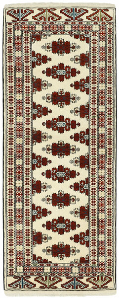  84X207 Torkaman Fine Teppich Läufer Gelb/Schwarz Persien/Iran