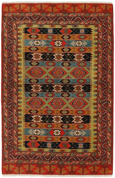  Oosters Torkaman Fine Vloerkleed 135X200 Donkerrood/Zwart Wol, Perzië/Iran