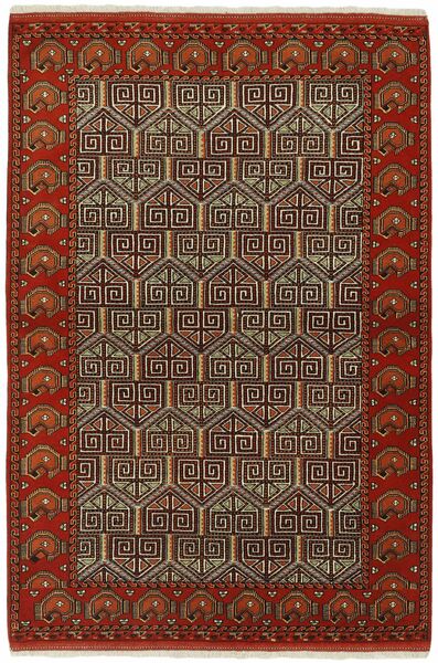 Tappeto Persiano Torkaman Fine 138X200 Nero/Rosso Scuro (Lana, Persia/Iran)