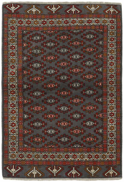 138X201 Χαλι Ανατολής Torkaman Fine Μαύρα/Σκούρο Κόκκινο (Μαλλί, Περσικά/Ιρανικά)