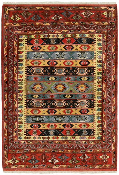  Orientalischer Torkaman Fine Teppich 141X197 Dunkelrot/Schwarz Wolle, Persien/Iran