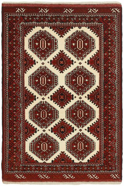 106X150 Torkaman Fine Vloerkleed Oosters Zwart/Donkerrood (Wol, Perzië/Iran)