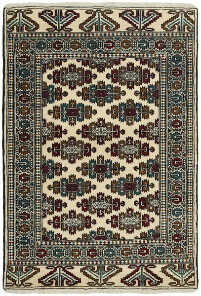Torkaman Fine Teppich 103X152 Schwarz/Dunkelgelb Wolle, Persien/Iran