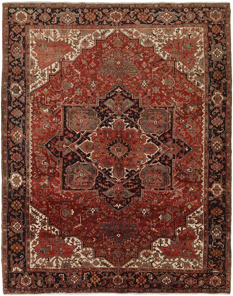 Heriz Teppich 305X390 Dunkelrot/Schwarz Großer Wolle, Persien/Iran
