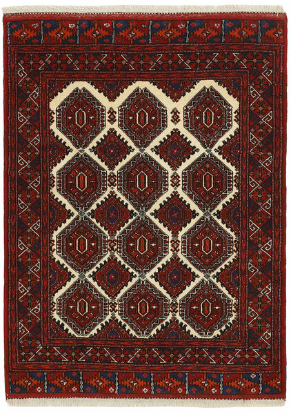 103X136 Alfombra Oriental Torkaman Fine Negro/Rojo Oscuro (Lana, Persia/Irán)